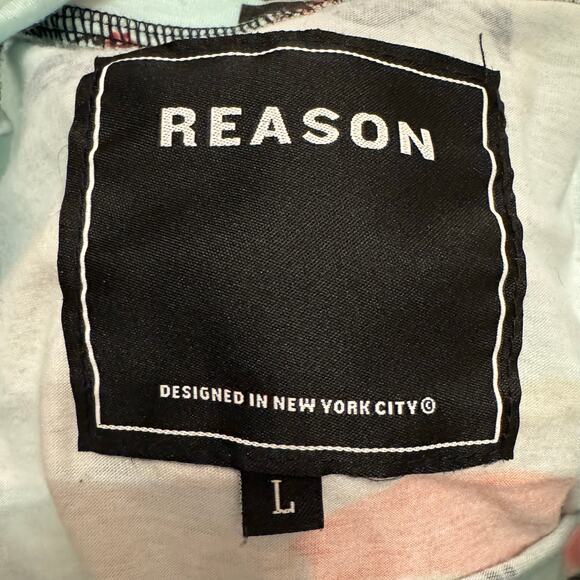 Reason Brand Clothing NY Tee Shirt Japanese Cherry Blossom All Over Print Sz L - Picture 5 of 6